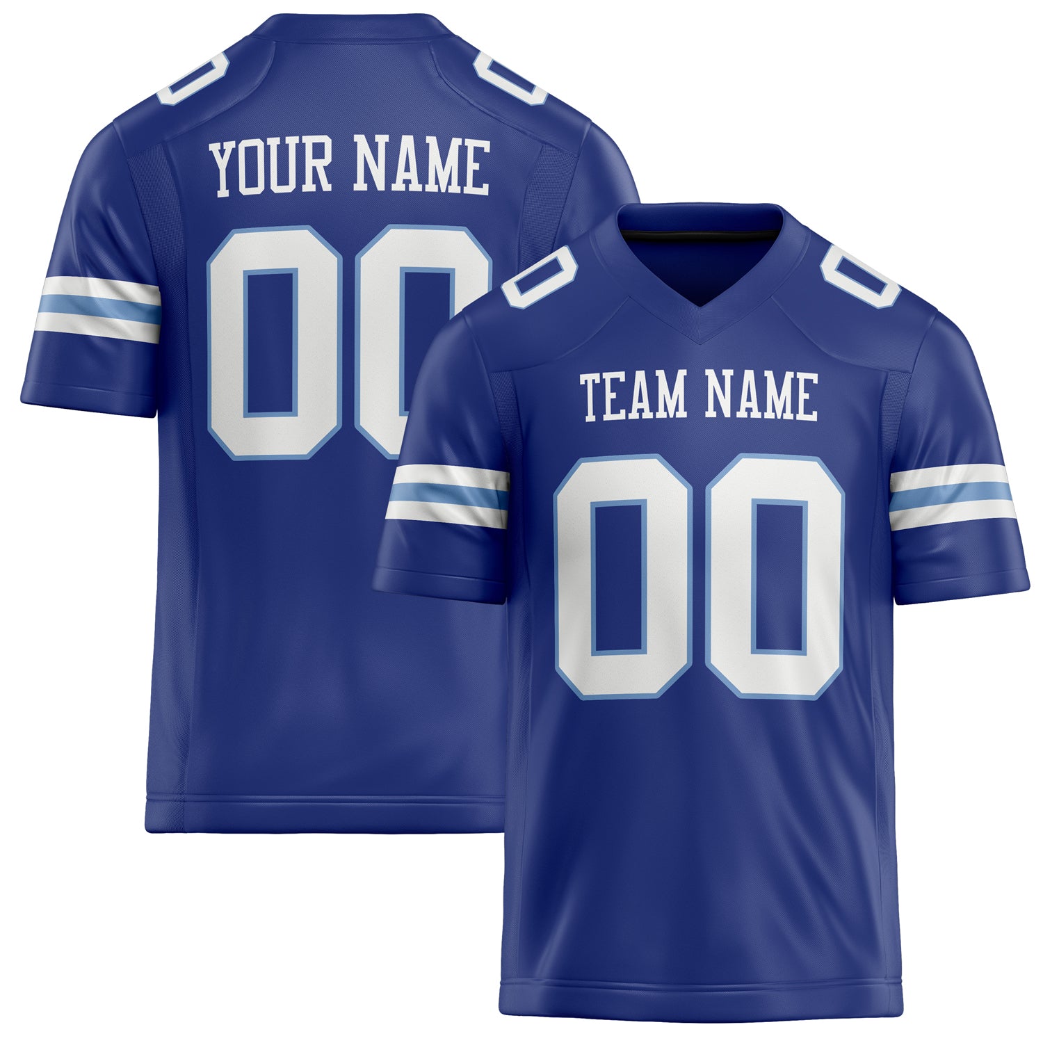 Personalized Royal White Solid Colour Football Jersey FT02240730RO495