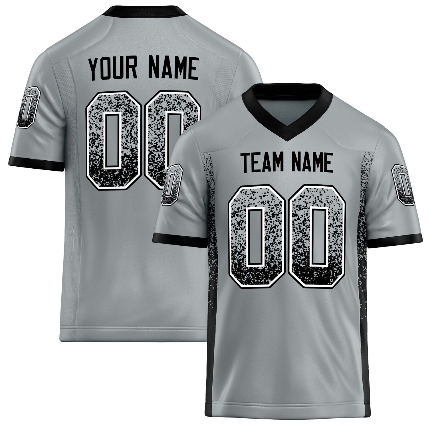 Personalized Silver Black Solid Colour Football Jersey FT02240730SI511