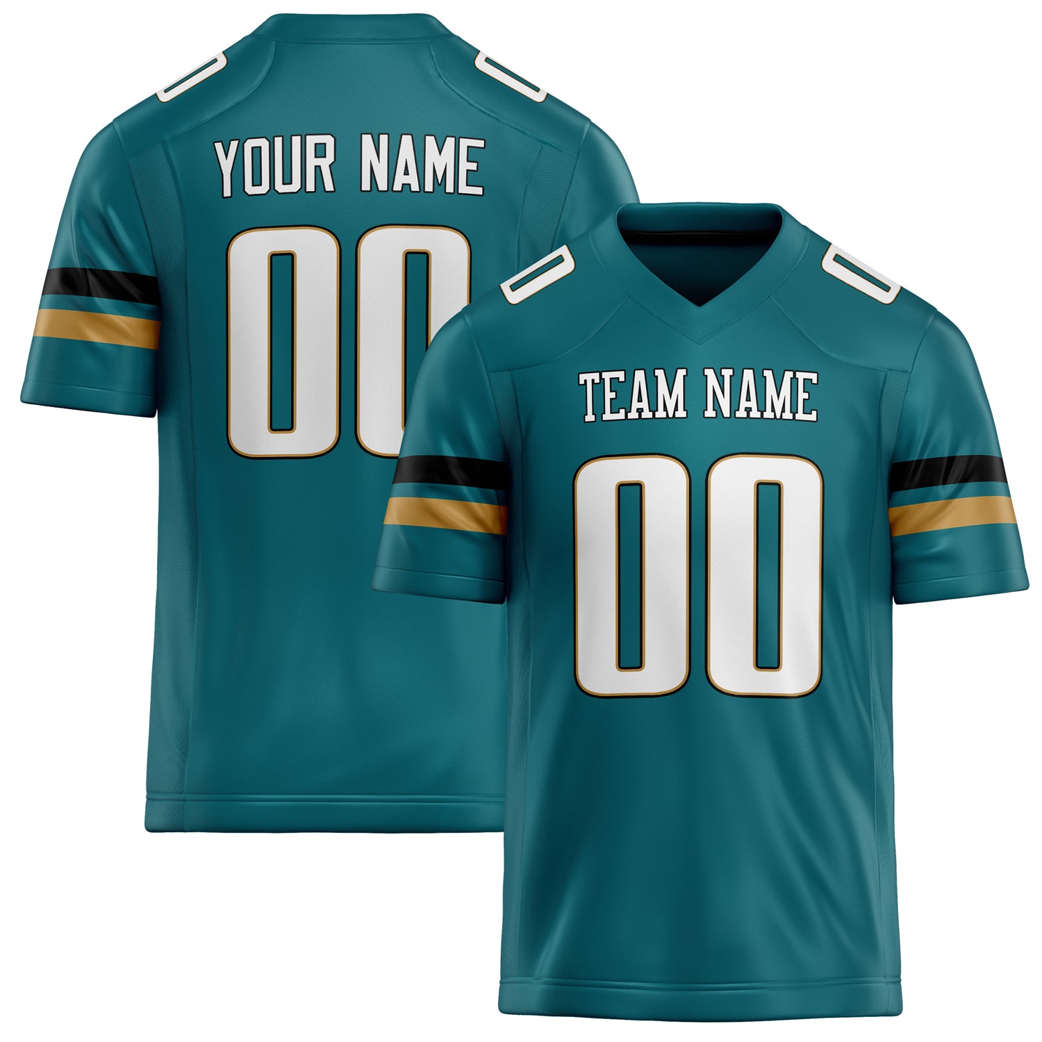 Personalized Teal White Solid Colour Football Jersey FT02240730TE514