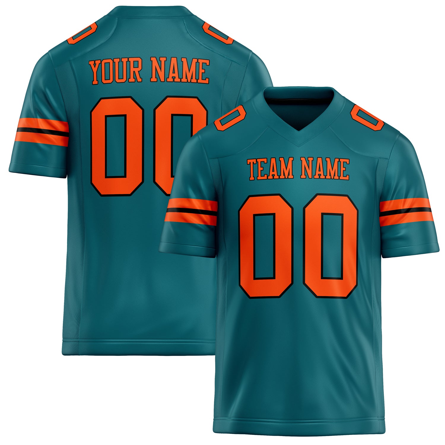 Personalized Teal Orange Solid Colour Football Jersey FT02240730TE515