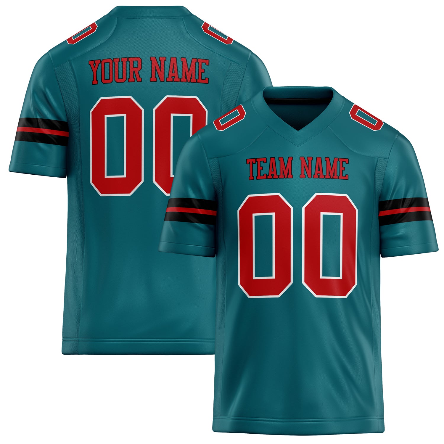 Personalized Teal red Solid Colour Football Jersey FT02240730TE516