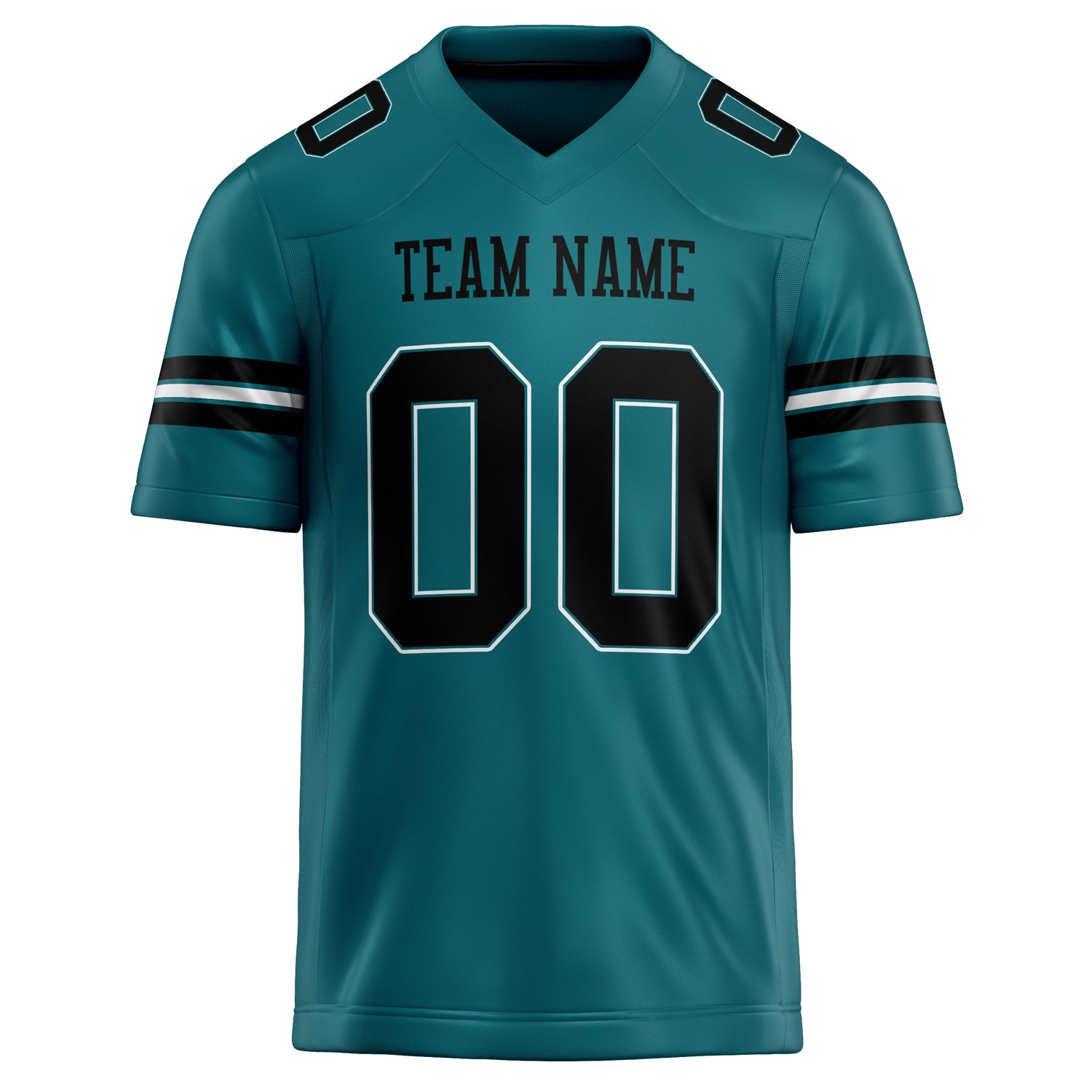 Personalized Teal & Black Solid Colour Football Jersey