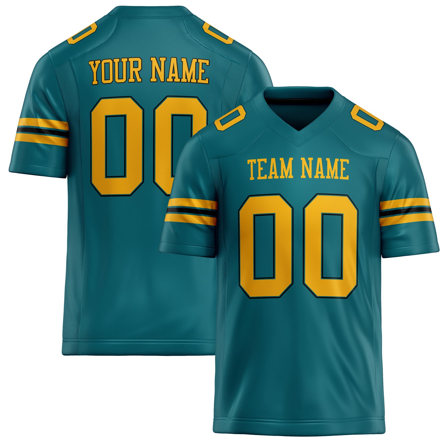 Personalized Teal Gold Solid Colour Football Jersey FT02240730TE518