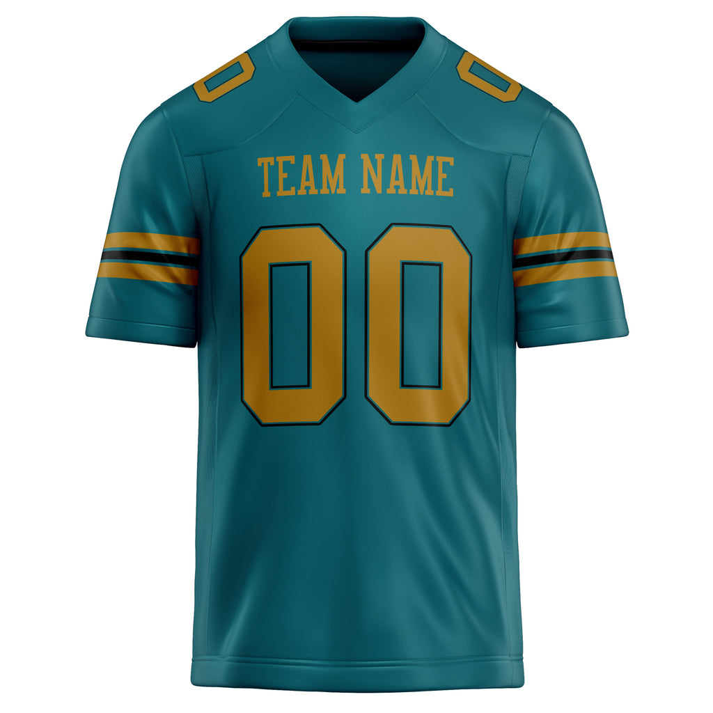 Personalized Teal & Old Gold Solid Colour Football Jersey