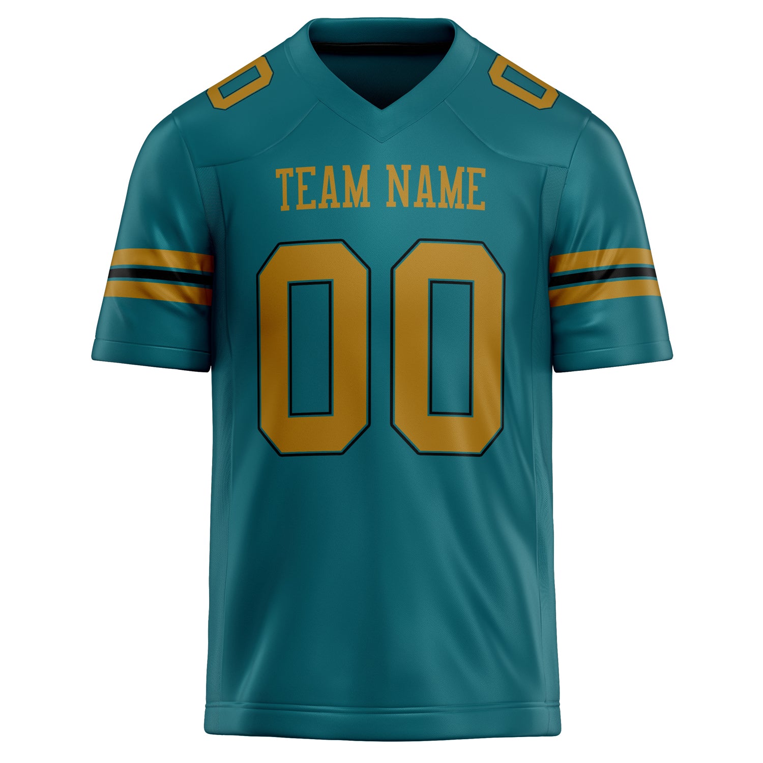 Personalized Teal & Old Gold Solid Colour Football Jersey