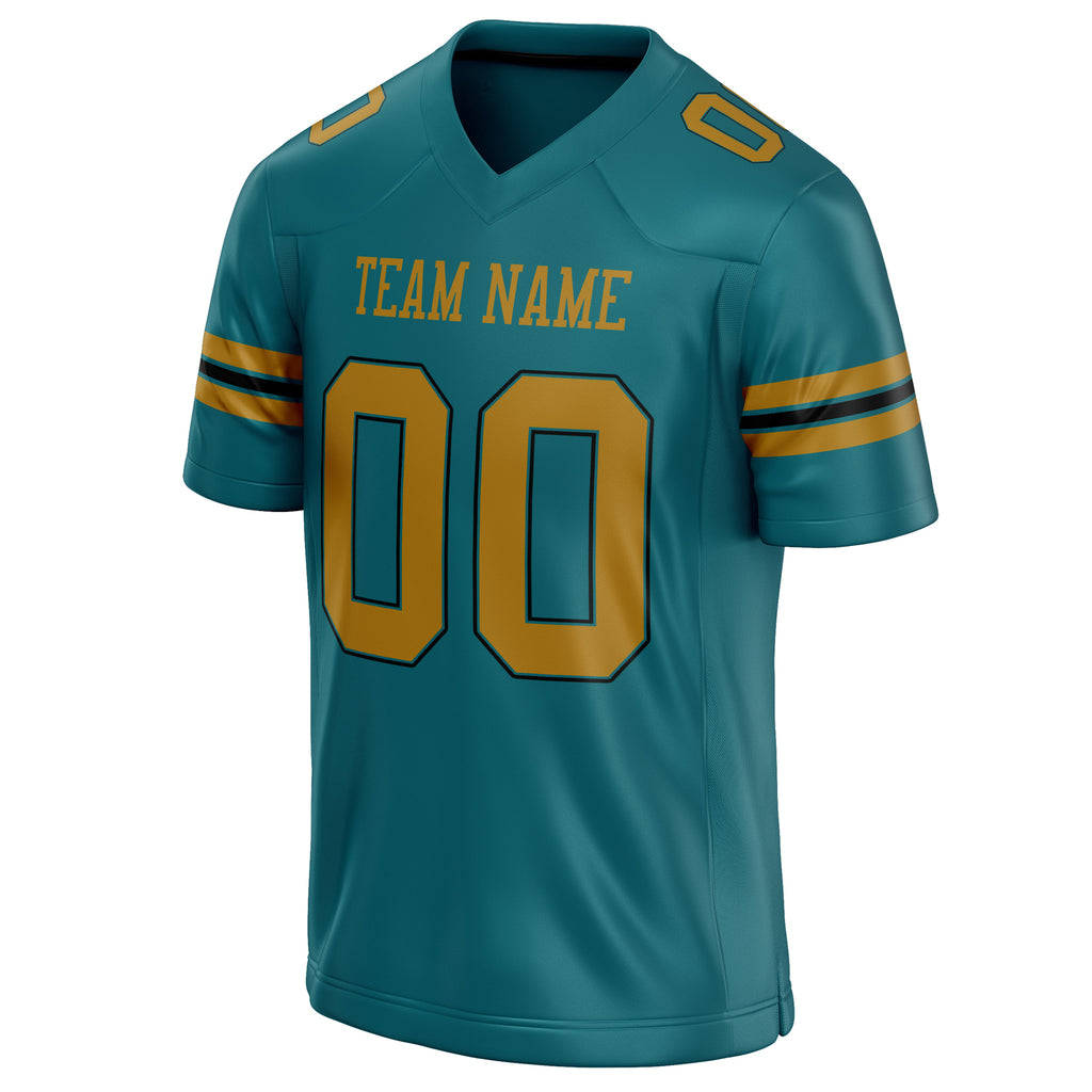 Personalized Teal & Old Gold Solid Colour Football Jersey