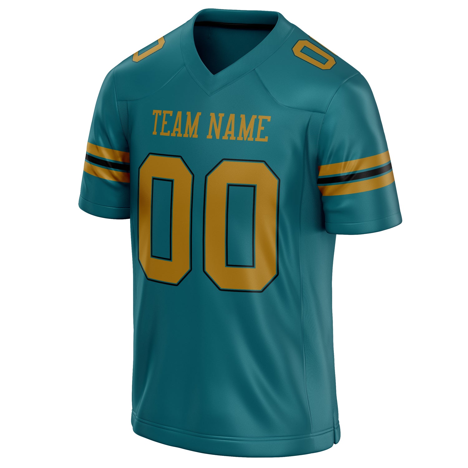 Personalized Teal & Old Gold Solid Colour Football Jersey