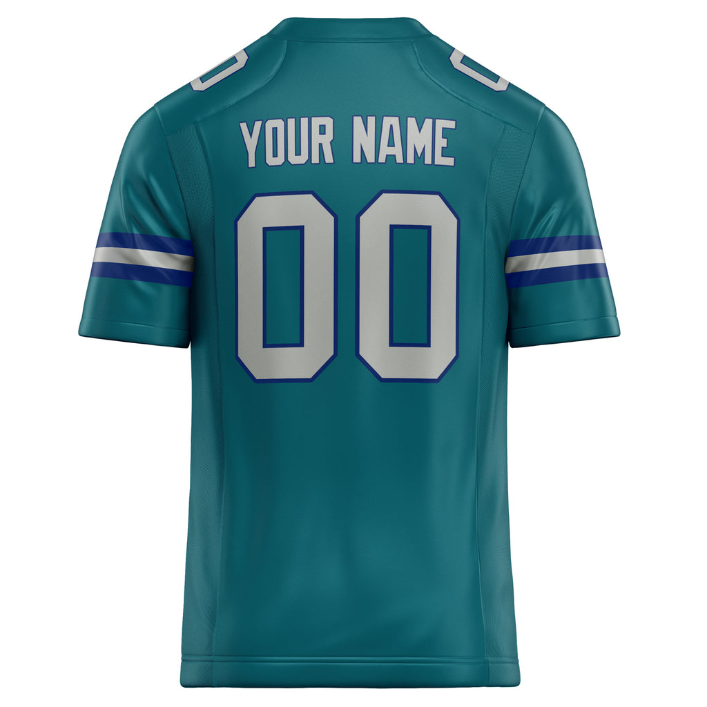 Personalized Teal & Gray Solid Colour Football Jersey