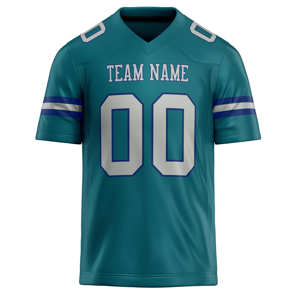 Personalized Teal & Gray Solid Colour Football Jersey