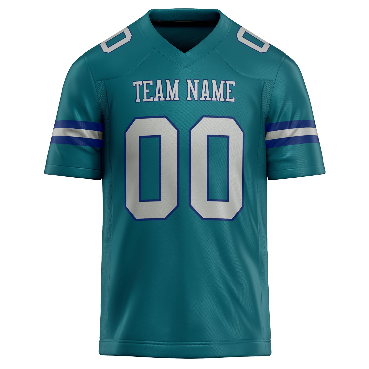 Personalized Teal & Gray Solid Colour Football Jersey