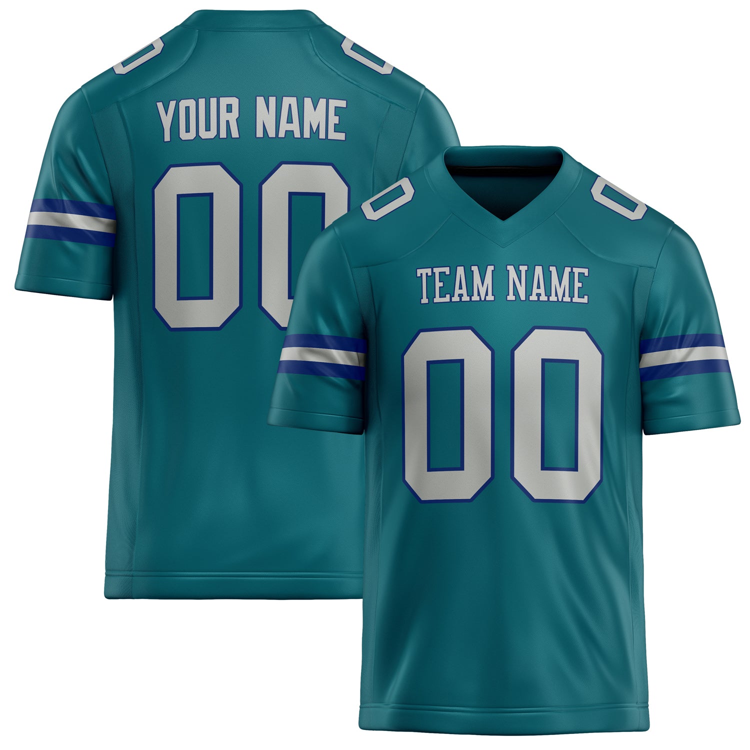 Personalized Teal Gray Solid Colour Football Jersey FT02240730TE521