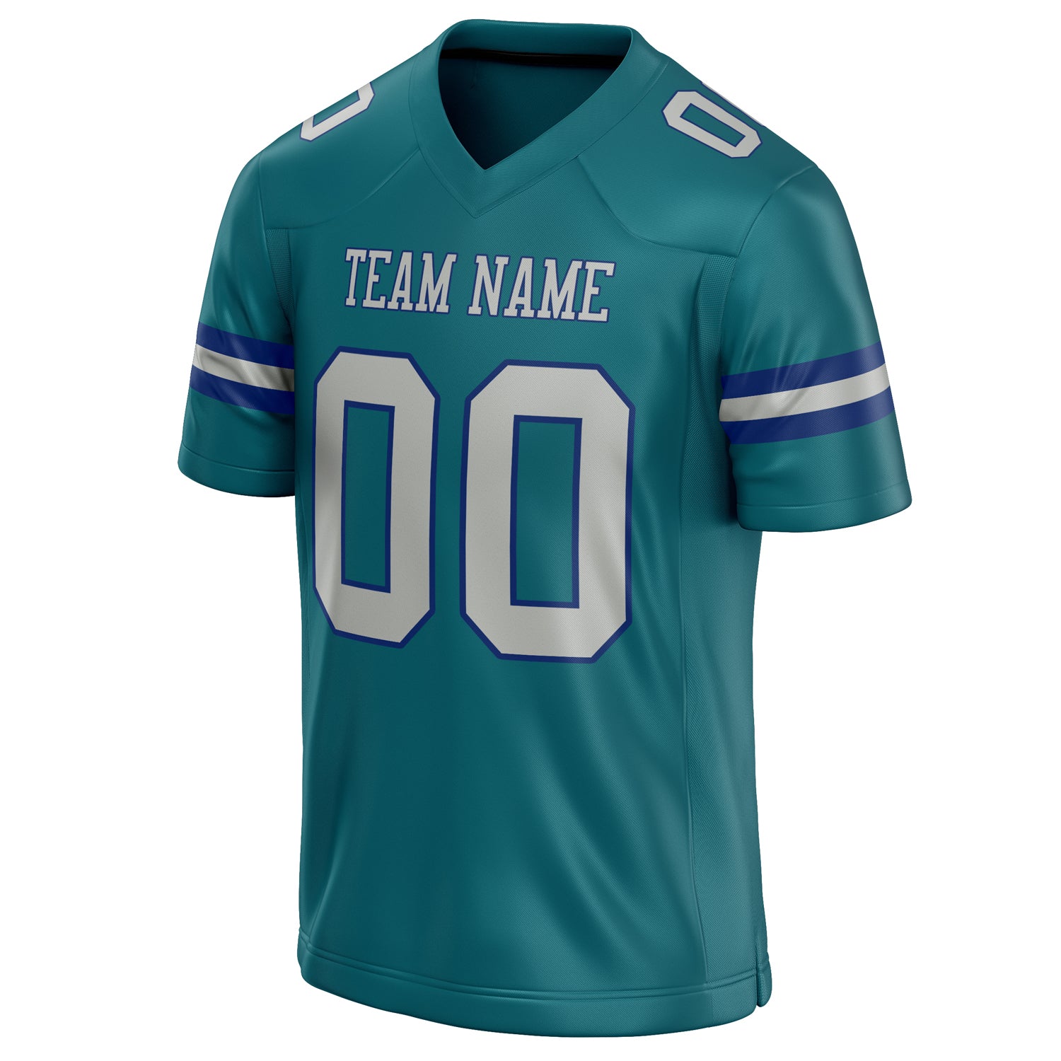 Personalized Teal & Gray Solid Colour Football Jersey
