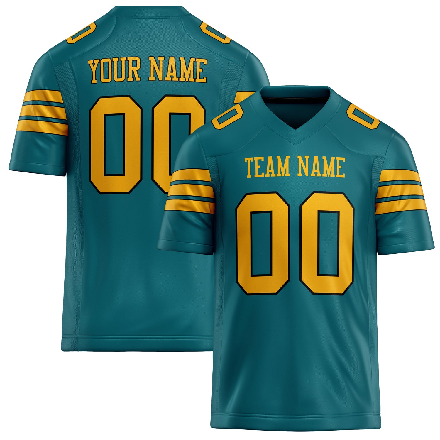 Personalized Teal Gold Solid Colour Football Jersey FT02240730TE522