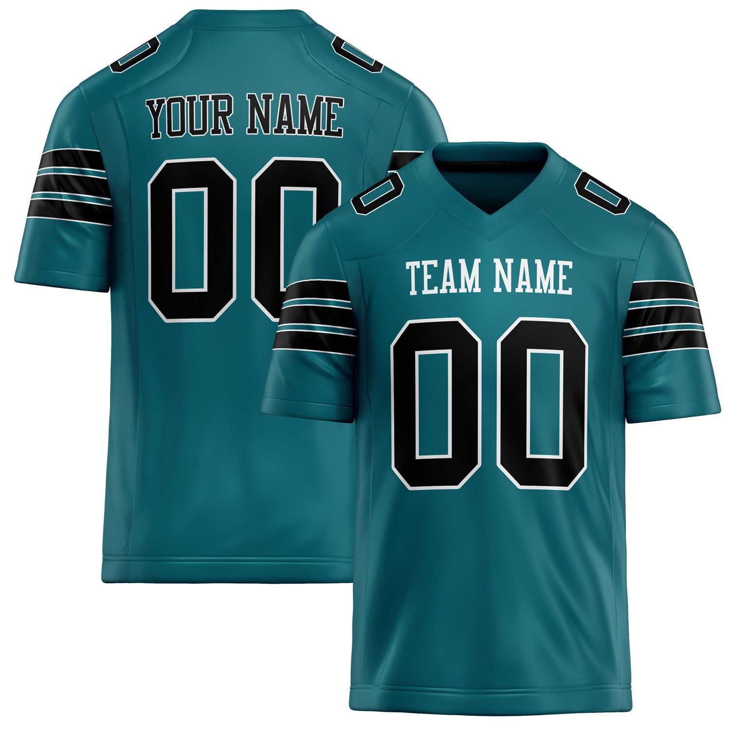 Personalized Teal Black Solid Colour Football Jersey FT02240730TE523