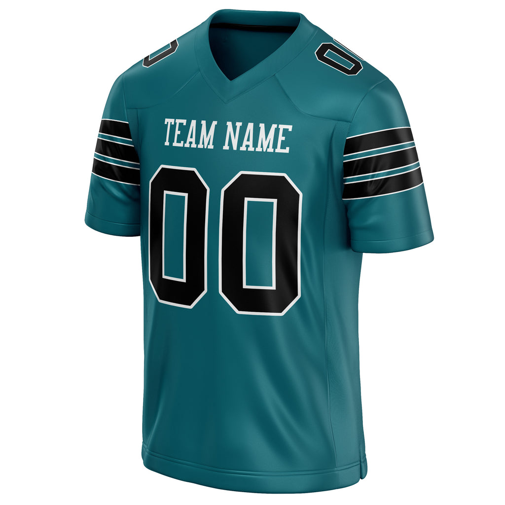 Personalized Teal & Black Solid Colour Football Jersey