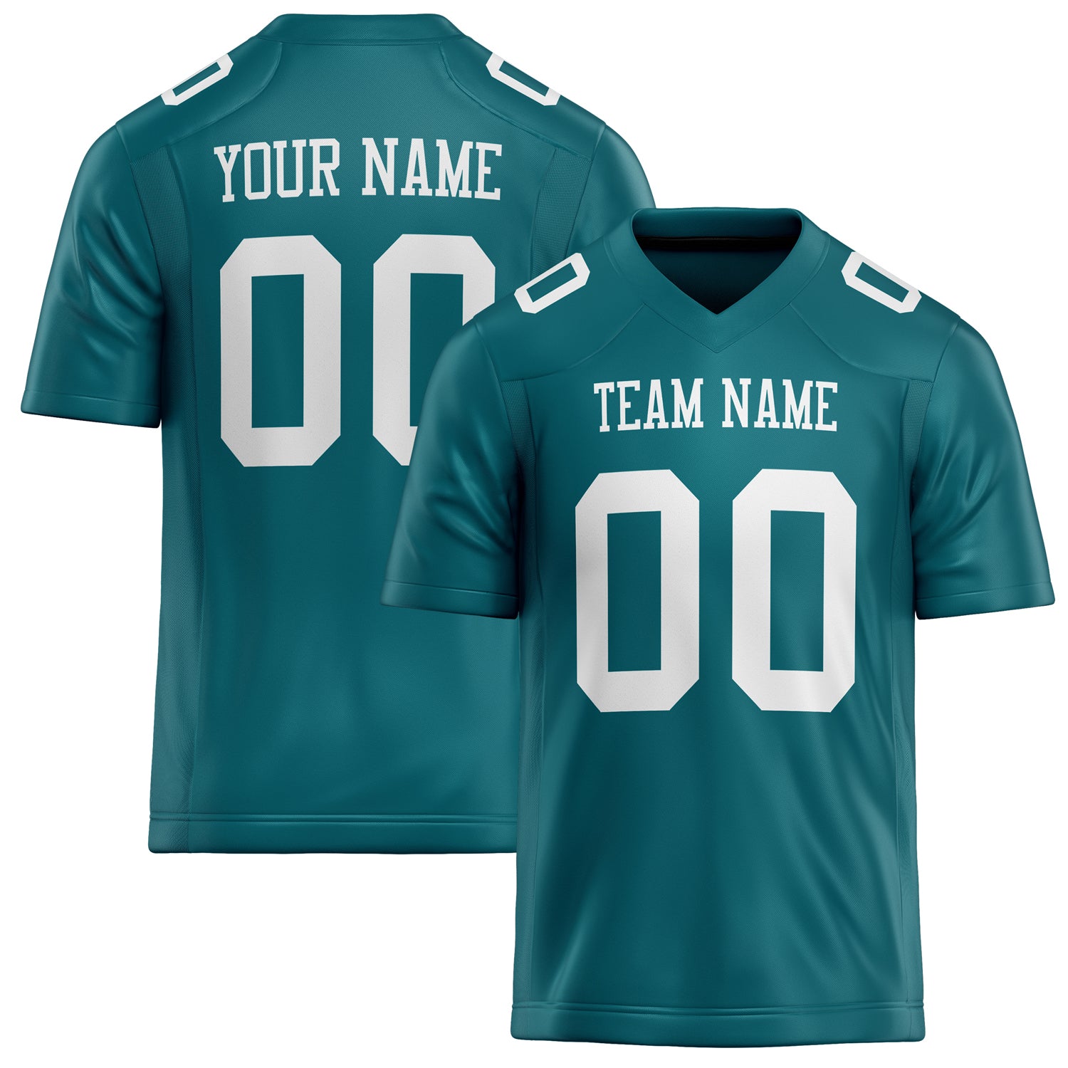 Personalized Teal White Solid Colour Football Jersey FT02240730TE524