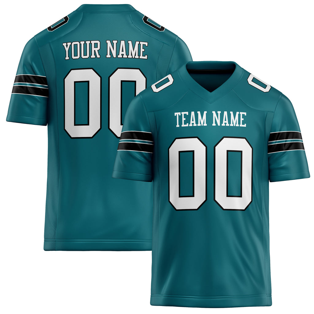 Personalized Teal White Solid Colour Football Jersey FT02240730TE525