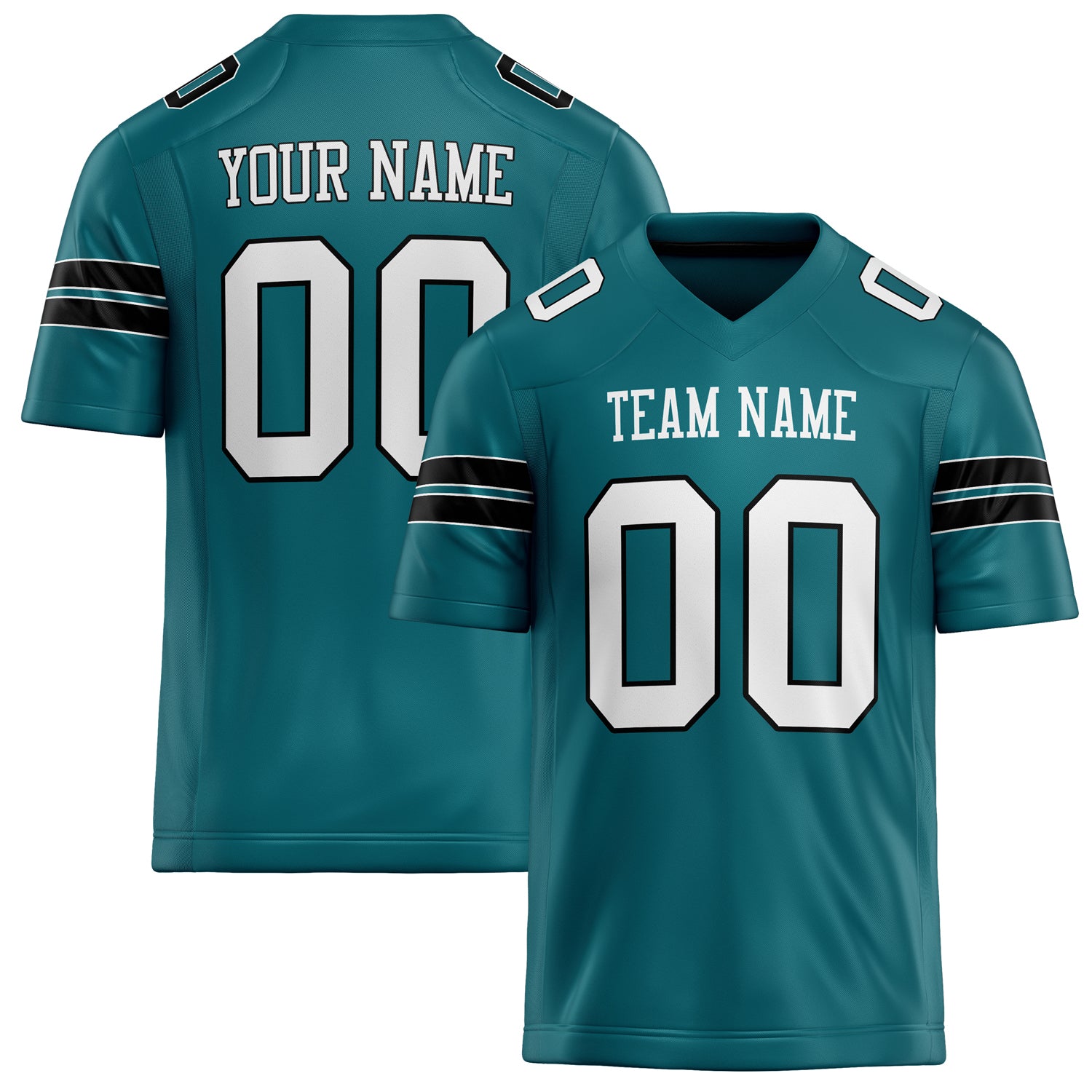 Personalized Teal White Solid Colour Football Jersey FT02240730TE525