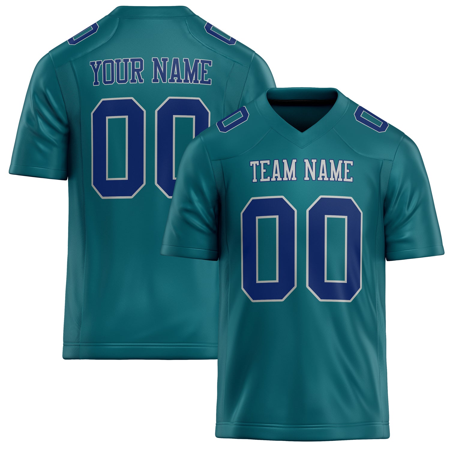 Personalized Teal Royal Solid Colour Football Jersey FT02240730TE527
