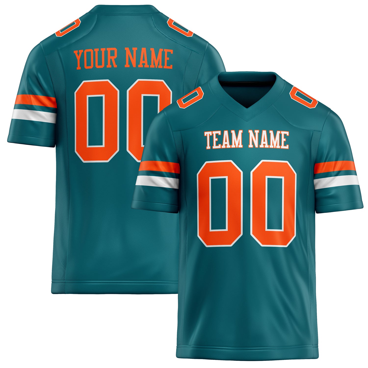 Personalized Teal Orange Solid Colour Football Jersey FT02240730TE528
