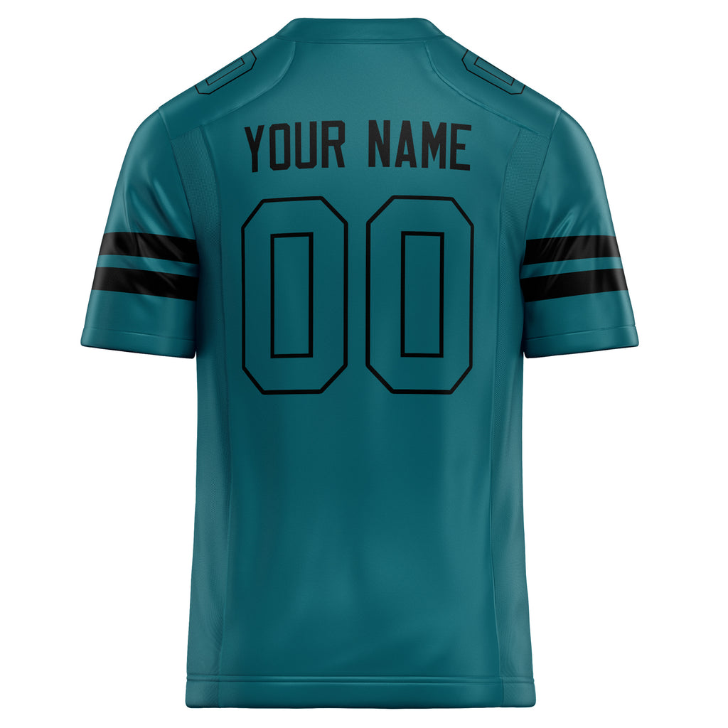 Personalized Teal & Black Solid Colour Football Jersey