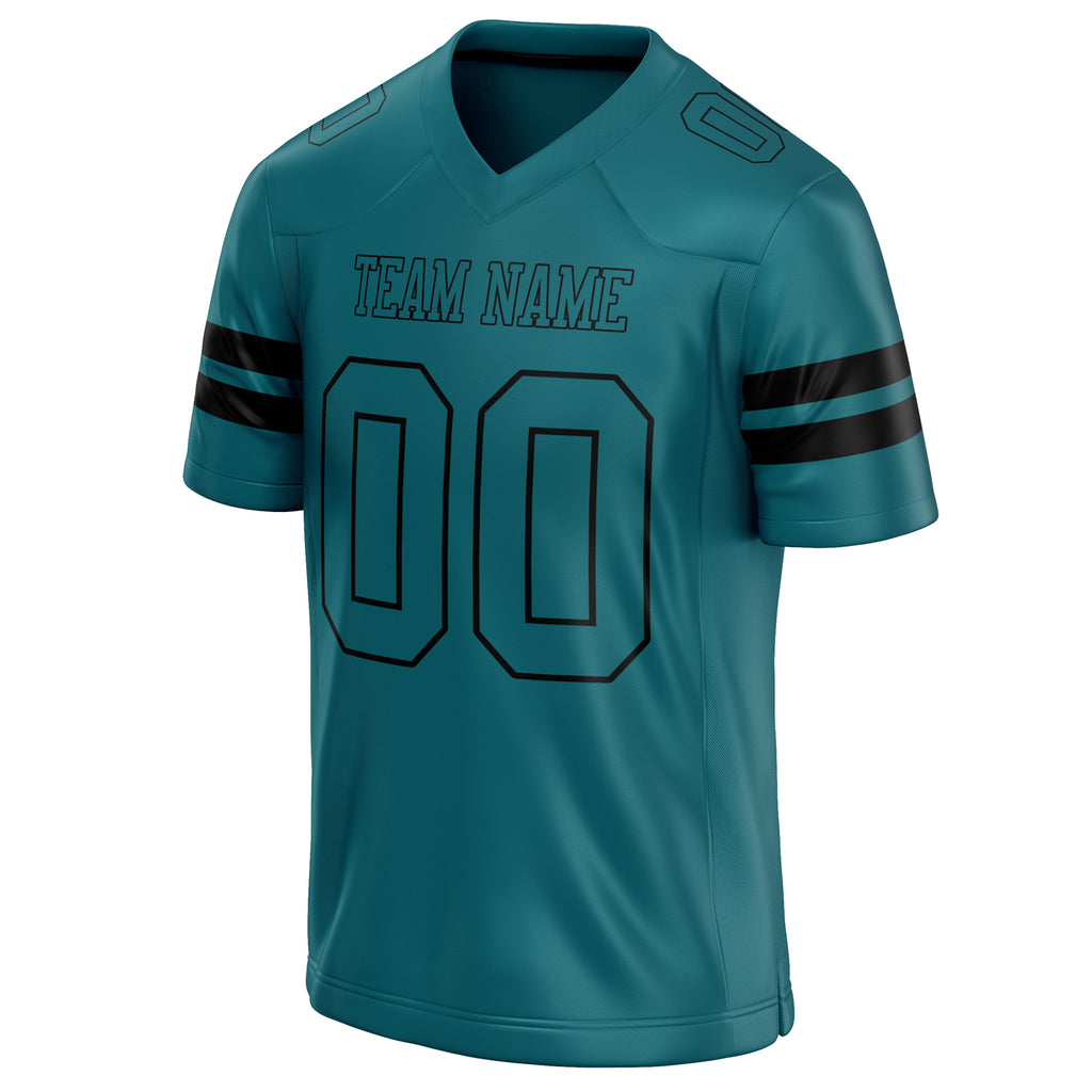 Personalized Teal & Black Solid Colour Football Jersey