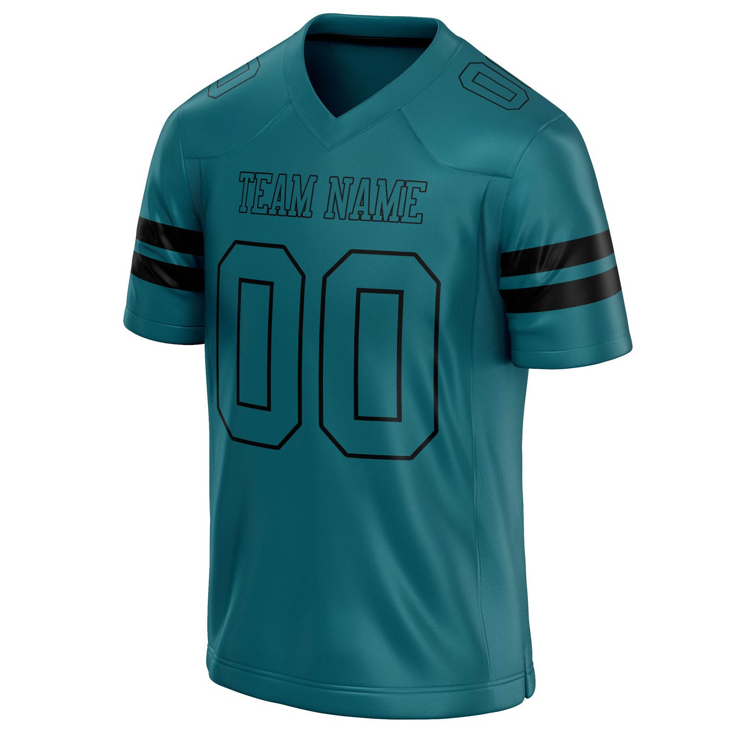Personalized Teal & Black Solid Colour Football Jersey