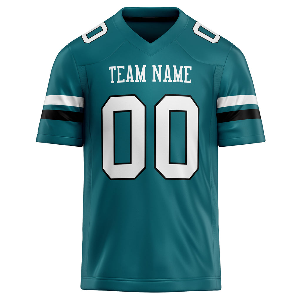 Personalized Teal & White Solid Colour Football Jersey