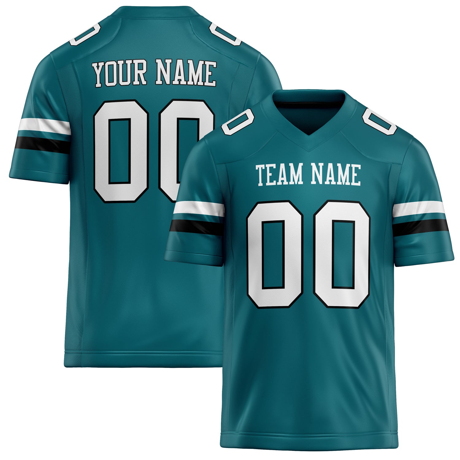 Personalized Teal White Solid Colour Football Jersey FT02240730TE530
