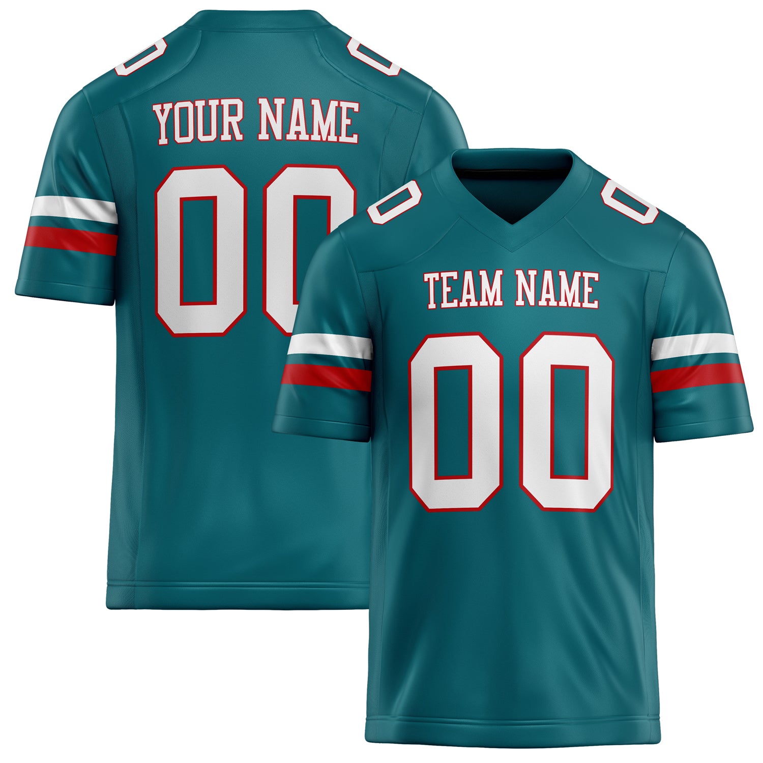 Personalized Teal White Solid Colour Football Jersey FT02240730TE531