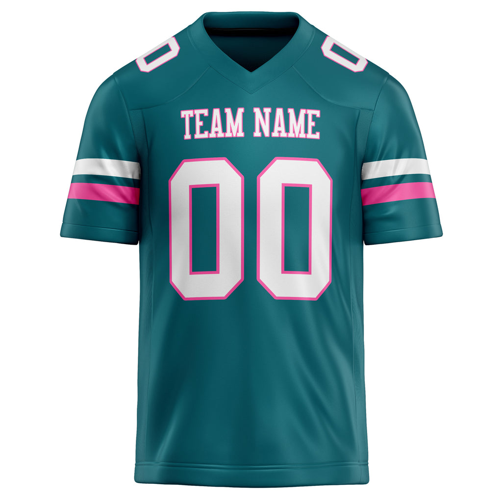 Personalized Teal & White Solid Colour Football Jersey