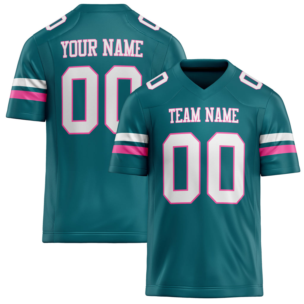 Personalized Teal White Solid Colour Football Jersey FT02240730TE532