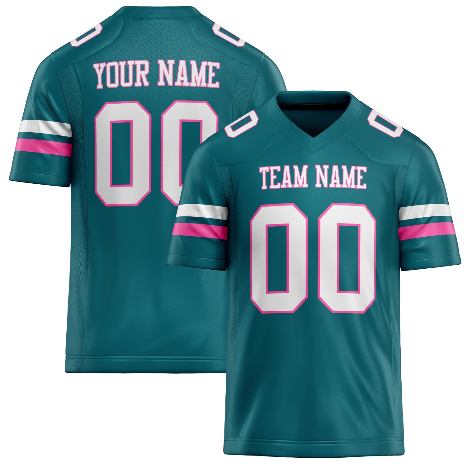 Personalized Teal White Solid Colour Football Jersey FT02240730TE532