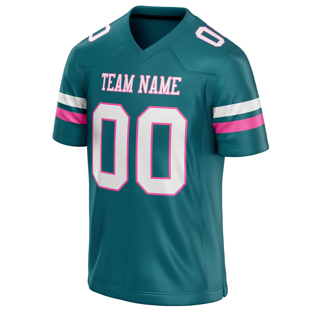 Personalized Teal & White Solid Colour Football Jersey