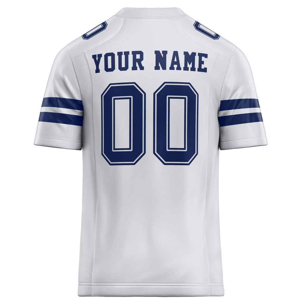 Personalized White & Navy Solid Colour Football Jersey