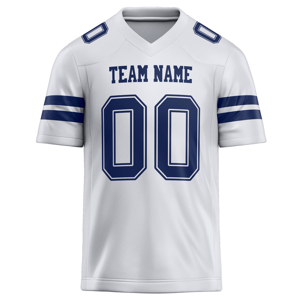 Personalized White & Navy Solid Colour Football Jersey