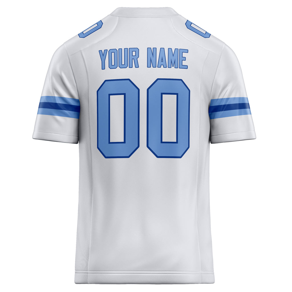 Personalized White & Light Blue Solid Colour Football Jersey