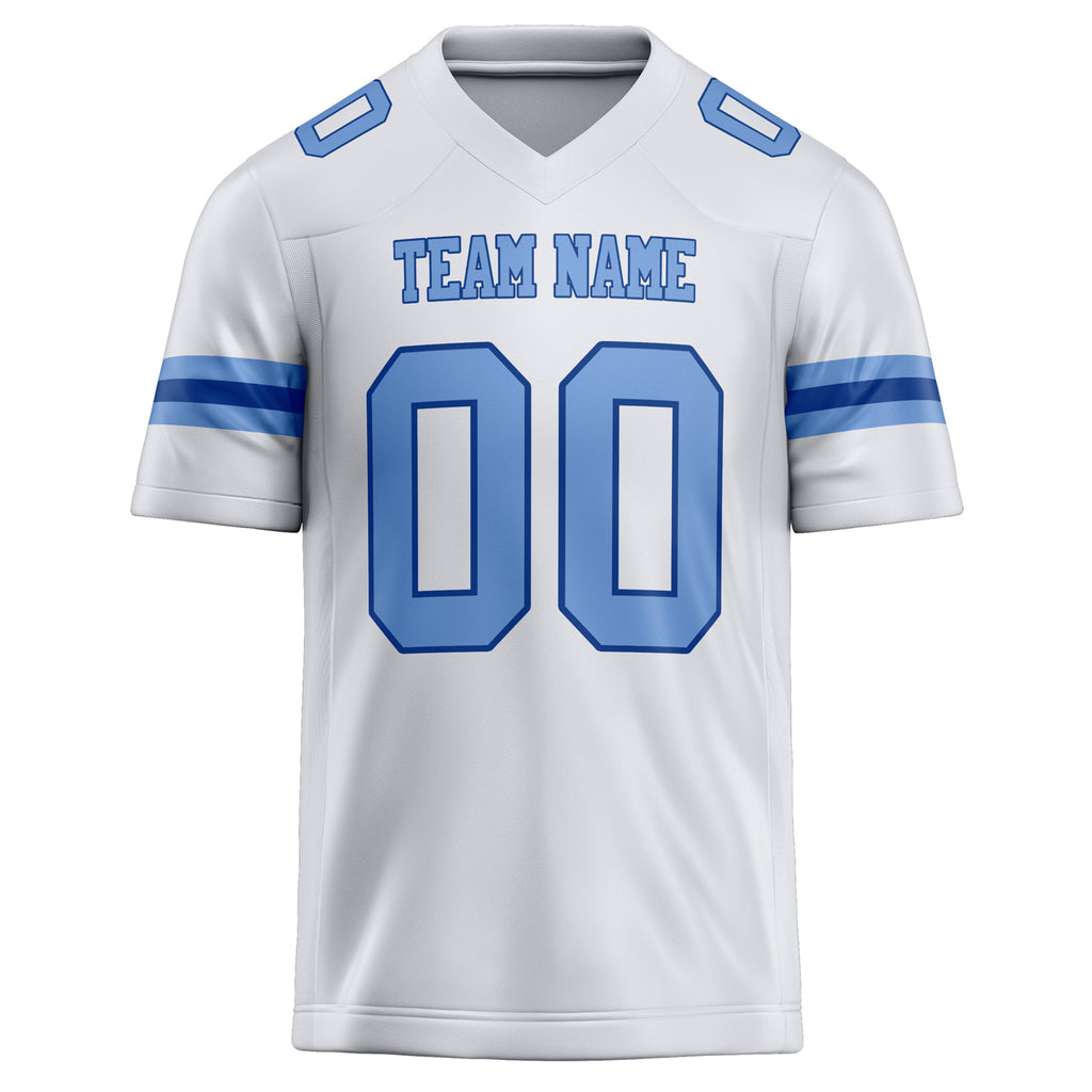 Personalized White & Light Blue Solid Colour Football Jersey