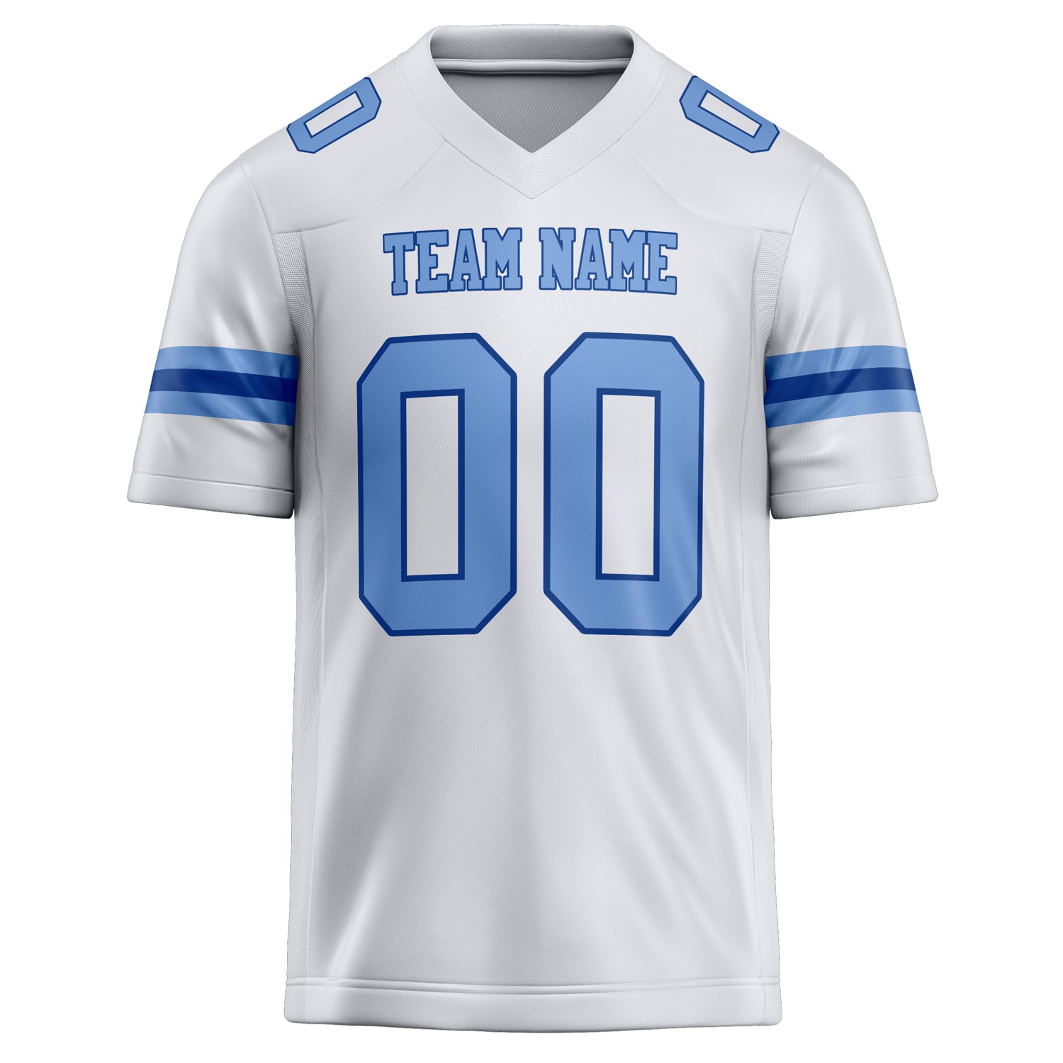 Personalized White & Light Blue Solid Colour Football Jersey