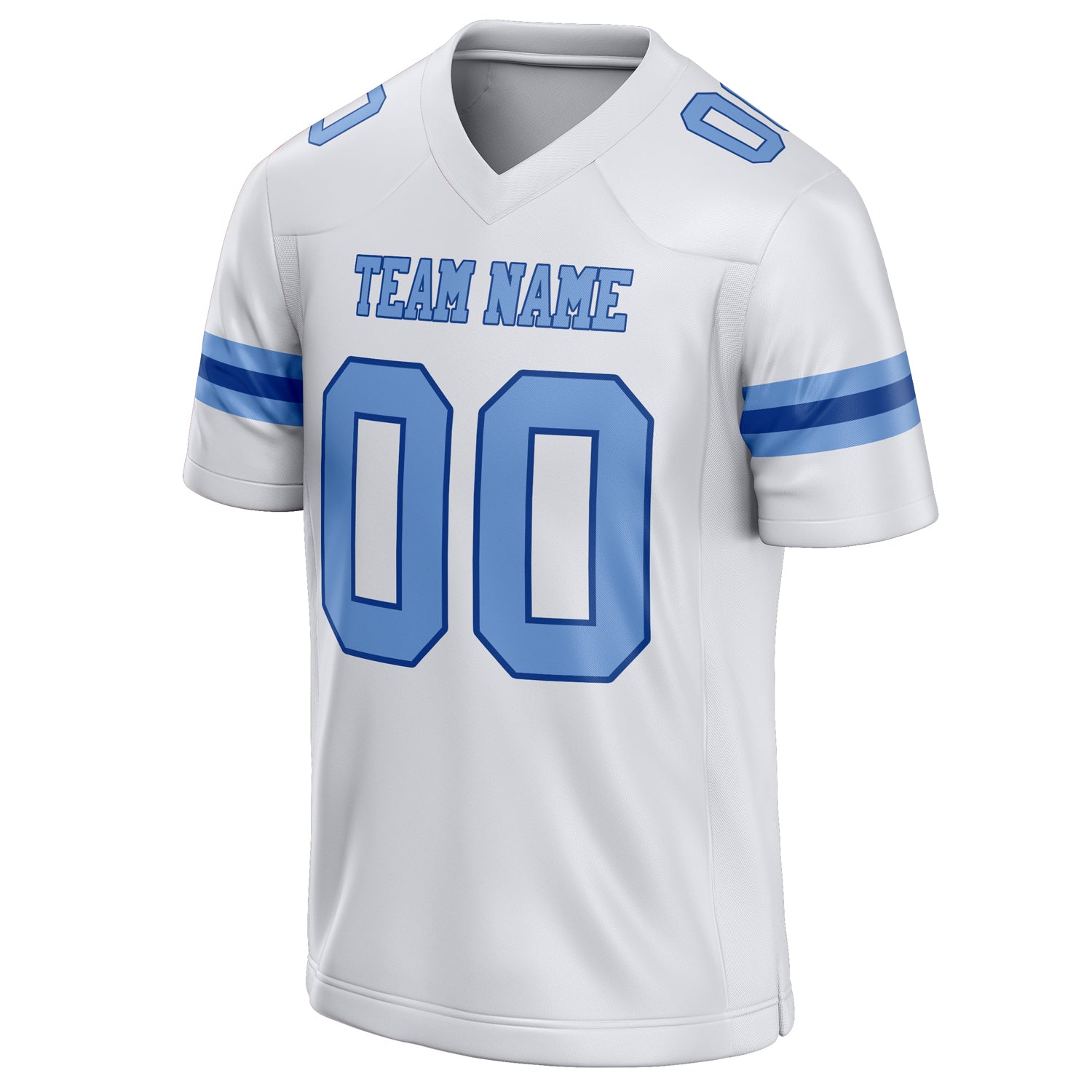Personalized White & Light Blue Solid Colour Football Jersey