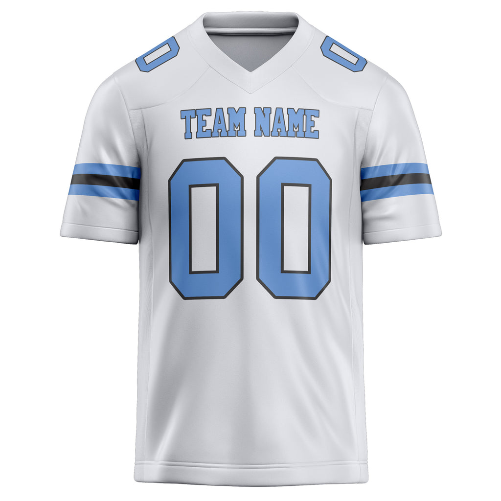 Personalized White & Light Blue Solid Colour Football Jersey