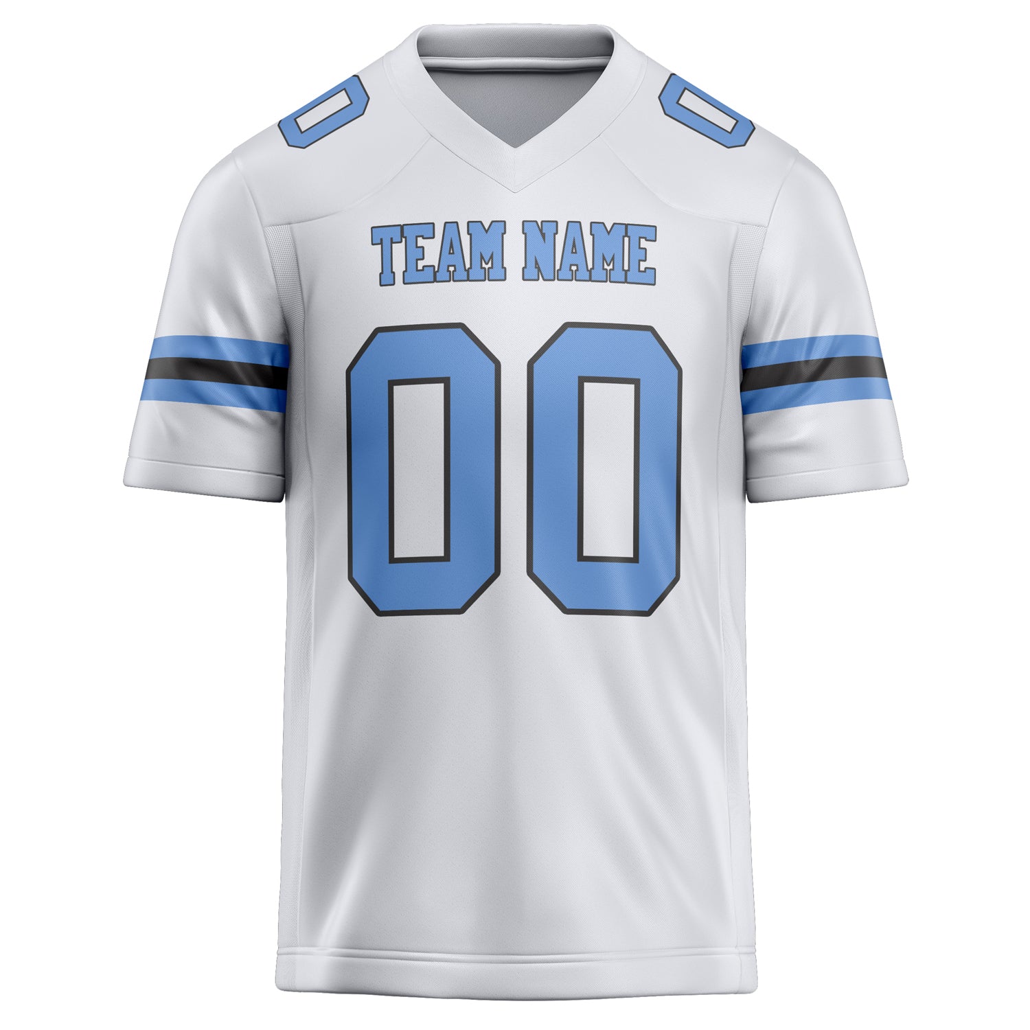 Personalized White & Light Blue Solid Colour Football Jersey