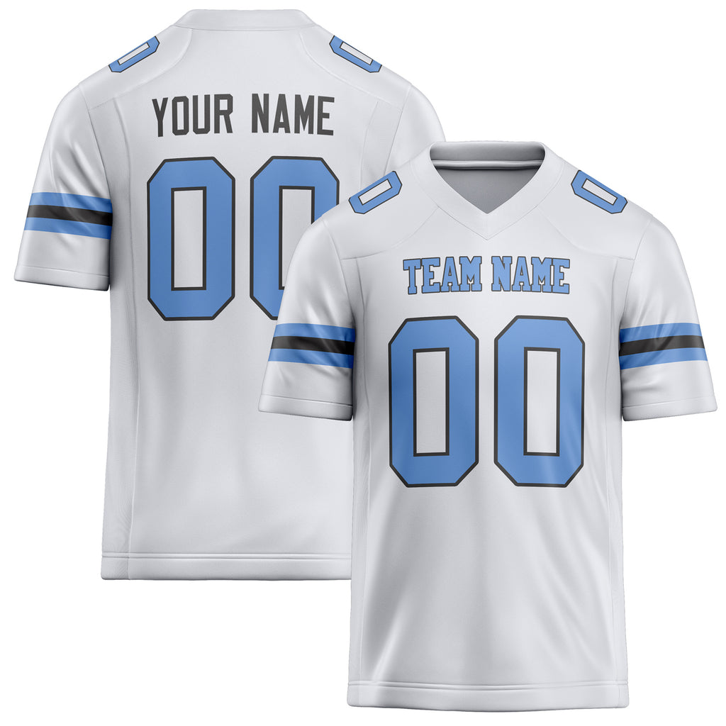 Personalized White Light Blue Solid Colour Football Jersey FT02240730WH538