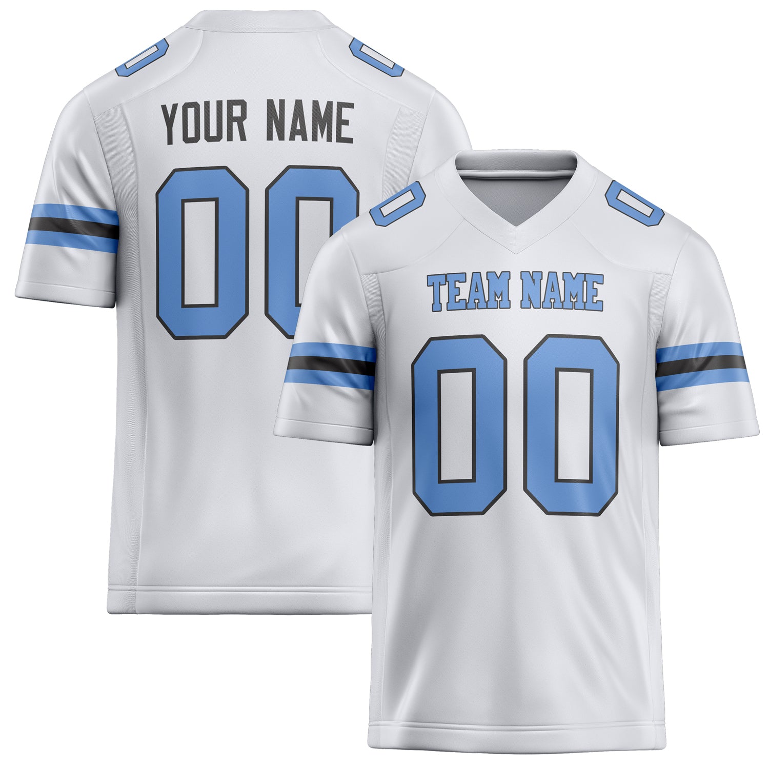 Personalized White Light Blue Solid Colour Football Jersey FT02240730WH538