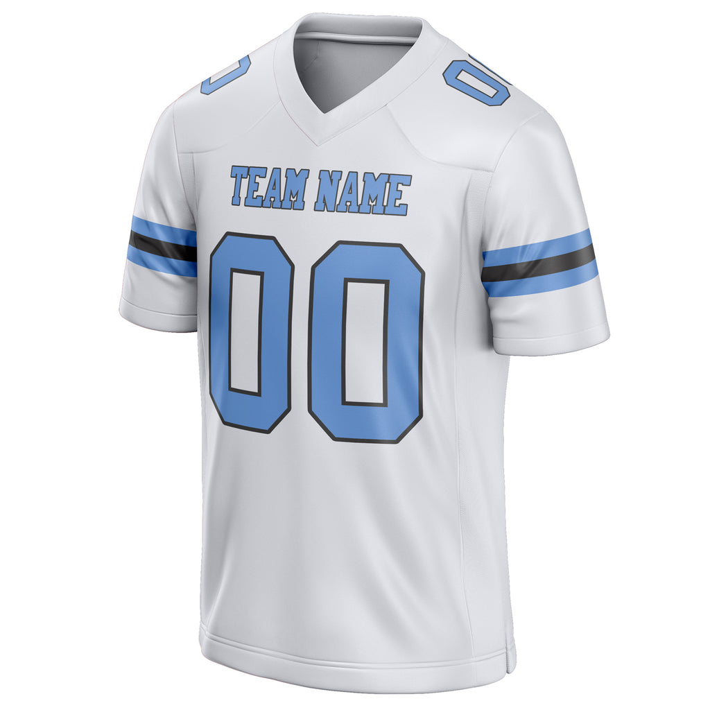 Personalized White & Light Blue Solid Colour Football Jersey