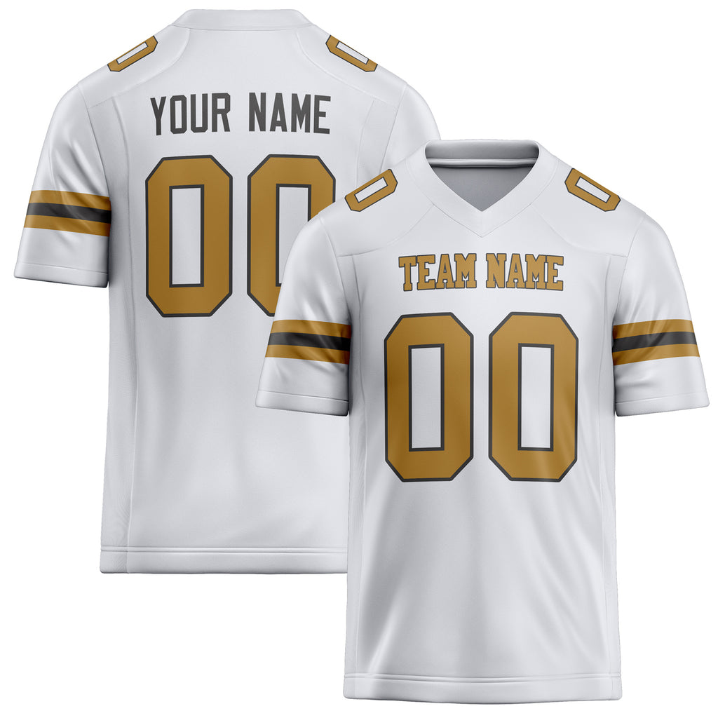 Personalized White Brown Solid Colour Football Jersey FT02240730WH539