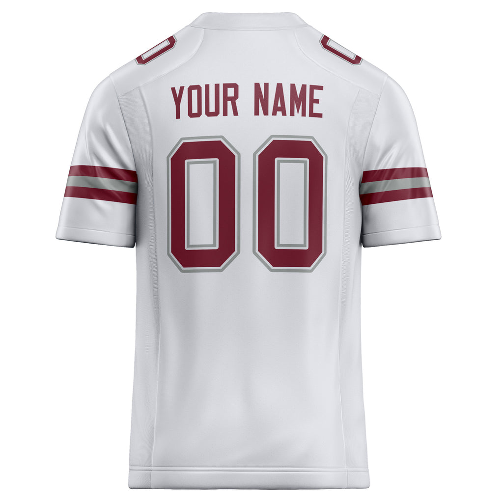 Personalized White & Maroon Solid Colour Football Jersey