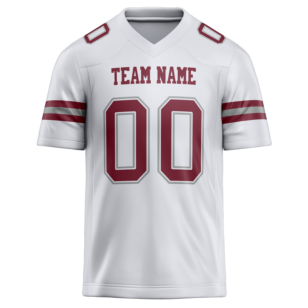 Personalized White & Maroon Solid Colour Football Jersey