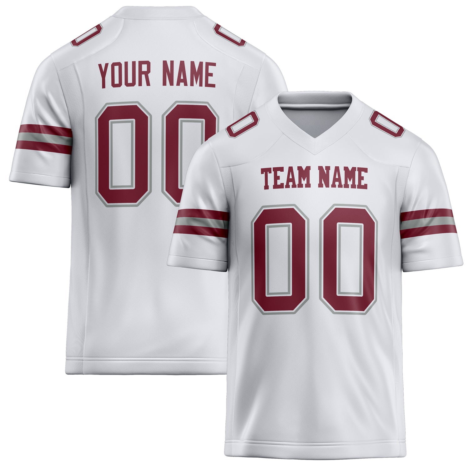 Personalized White Maroon Solid Colour Football Jersey FT02240730WH540