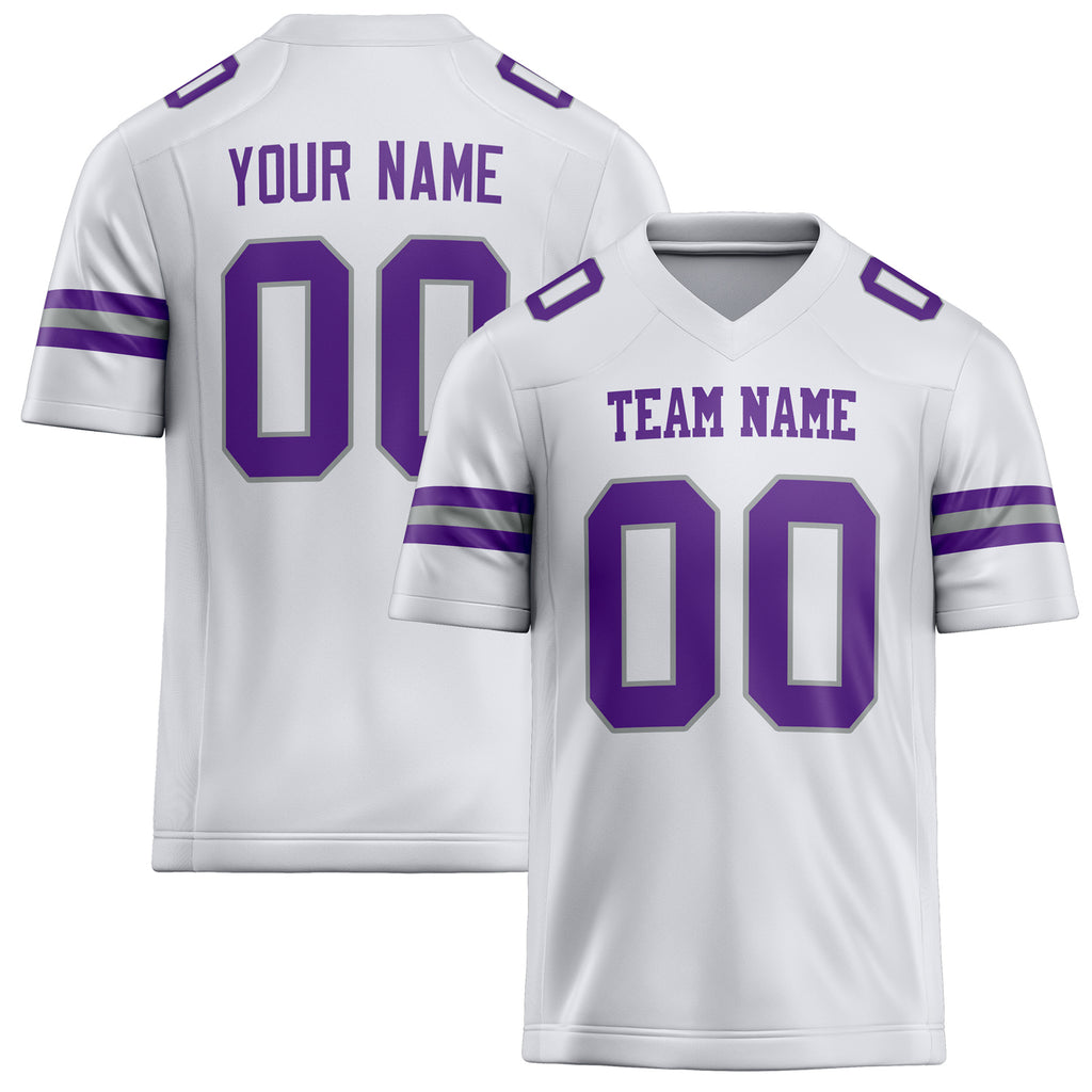 Personalized White Purple Solid Colour Football Jersey FT02240730WH541